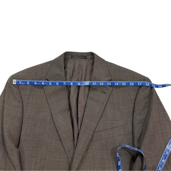 Ralph Lauren Brown Crosshatch Pattern 2-Button 100% Wool Suit Jacket Sz 42L Coat - Picture 9 of 12